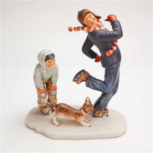 Gorham Norman Rockwell Winter Gay Blades Porcelain Figurine Group