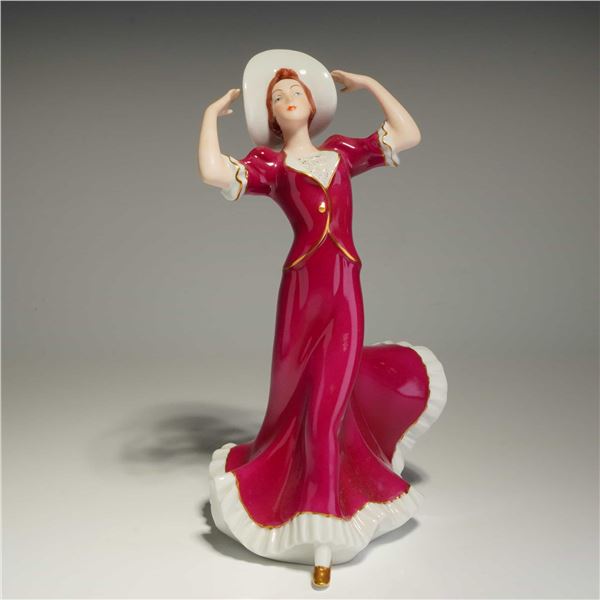 Royal Dux Bohemia Porcelain Lady with Hat Figurine