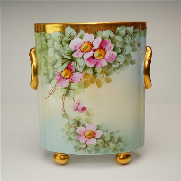 Heinrich & Co. by Ida Sommer Bavarian Hand-Painted Pink Blossom Vase