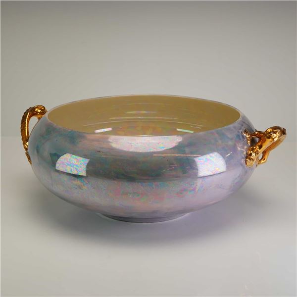 Willets Belleek Lustre and Gilded Dragon-Handle Bowl