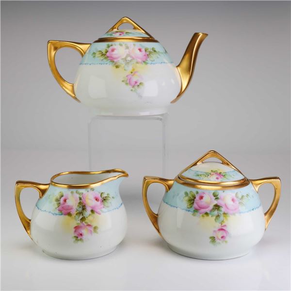 3pc O&E.G. Royal Austrian Floral and Gilt Cafe Ware Set