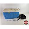Image 1 : Coleman Dura-Mate Cooler with Contents (Pots and Pans) (Measures : 13"H x 21"W x 13"D)