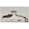 Image 1 : Combo (2) : - Knife (Consignor Tag - Stainless 440 Steel Skinner Bone Handle) w/ Leather Sheath (Tot