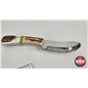 Image 8 : Combo (2) : - Knife (Consignor Tag - Stainless 440 Steel Skinner Bone Handle) w/ Leather Sheath (Tot