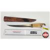 Image 1 : Knife w/Leather Sheath (Consignor Tag - J. Marttiini Large Filleting Knife Finland) (Total Length: 1