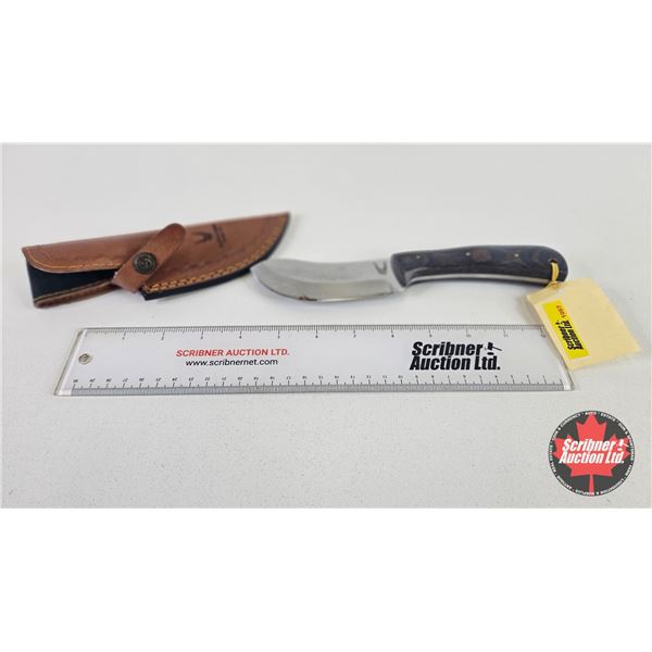 Knife w/Leather Sheath (Consignor Tag - Stainless Skinner Snakeskin Laminate Leather Sheath) (Total 