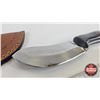 Image 2 : Knife w/Leather Sheath (Consignor Tag - Stainless Skinner Snakeskin Laminate Leather Sheath) (Total 