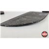Image 3 : Knife & Leather Sheath :  (Consignor Tag - Heavy Damascus Cleaver Laminate Handle) (Total Length : 1