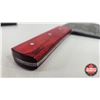 Image 5 : Knife & Leather Sheath :  (Consignor Tag - Heavy Damascus Cleaver Laminate Handle) (Total Length : 1