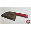 Image 6 : Knife & Leather Sheath :  (Consignor Tag - Heavy Damascus Cleaver Laminate Handle) (Total Length : 1