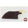 Image 8 : Knife & Leather Sheath :  (Consignor Tag - Heavy Damascus Cleaver Laminate Handle) (Total Length : 1
