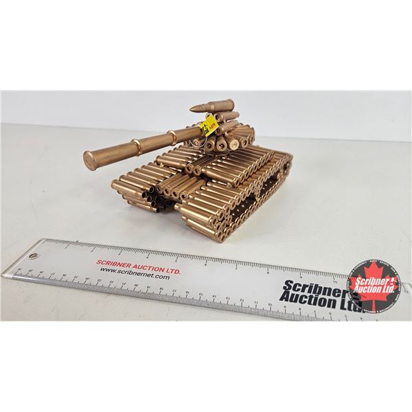 Bullet Shell Casing Metal Sculpture : Military Tank:  (Measures : 5"H x 5"W x 10"L)