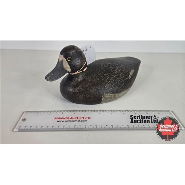 Wooden Duck Decoy (Consignor Tag - Blue Bill Hen) (Measures: 5"H x 6"W x 12"L)