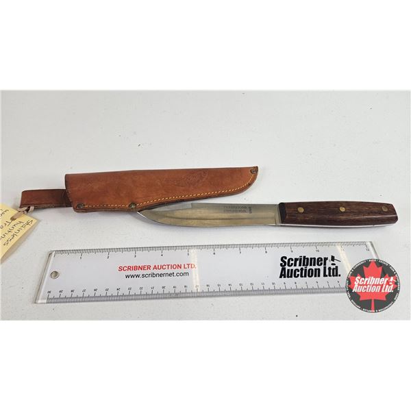 Knife w/Leather Sheath (Consignor Tag - Stainless Hunting Knife Traditions Spain Walnut Handle Leath