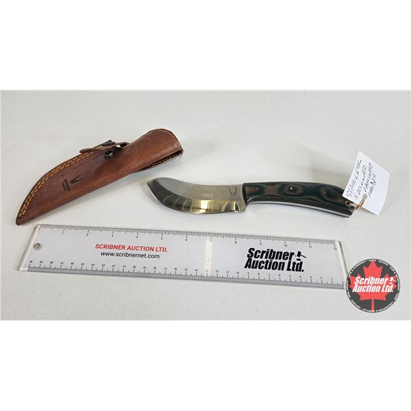 Knife w/Leather Sheath  (Consignor Tag - Stainless Skinner Laminate Handle) (Total Length of Knife :