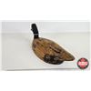 Image 3 : Wooden Duck Decoy  (Consignor Tag - Black Duck Working Decoy Glass Eyes 1930's) (Measures : 6"H x 6"