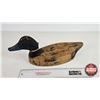 Image 4 : Wooden Duck Decoy  (Consignor Tag - Black Duck Working Decoy Glass Eyes 1930's) (Measures : 6"H x 6"