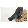 Image 5 : Wooden Duck Decoy  (Consignor Tag - Black Duck Working Decoy Glass Eyes 1930's) (Measures : 6"H x 6"