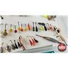 Image 14 : Fishing Combo: - Small Spoons in Plastic Case (33) - Jigs in Plastic Case (176) - Normark Filleting 