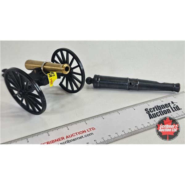 Cast Iron Canon Ornament From Fort Laramie w/Extra Canon Barrel