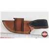 Image 8 : Knife w/Leather Sheath  (Consignor Tag - Stainless Skinner Blue Micarta Leather Sheath) (Total Lengt