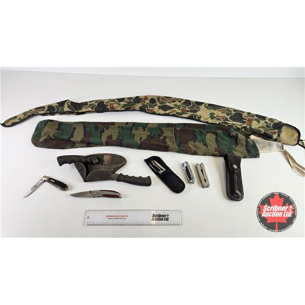 Combo : - Variety of Knives (6) - Gun Socks (2) - Hatchet (1) - Flashlight (1)