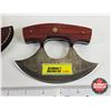 Image 2 : Damascus Ulu Knife w/ Leather Sheath (Knife measures : 5-1/2")
