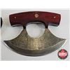 Image 3 : Damascus Ulu Knife w/ Leather Sheath (Knife measures : 5-1/2")
