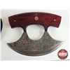 Image 4 : Damascus Ulu Knife w/ Leather Sheath (Knife measures : 5-1/2")