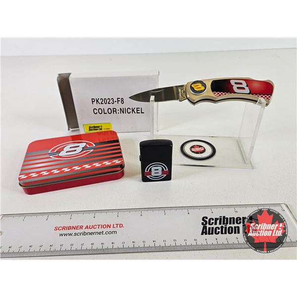 Commemorative Tin Box Set : Dale Earnhardt Jr. Folding Knife and Lighter