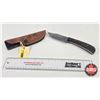 Image 1 : Knife w/Leather Sheath (Consignor Tag - Damascus Skinner Walnut Handle Leather Sheath) (Total Length