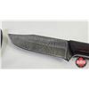 Image 2 : Knife w/Leather Sheath (Consignor Tag - Damascus Skinner Walnut Handle Leather Sheath) (Total Length