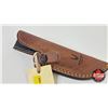 Image 5 : Knife w/Leather Sheath (Consignor Tag - Damascus Skinner Walnut Handle Leather Sheath) (Total Length