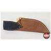 Image 9 : Knife w/Leather Sheath (Consignor Tag - Damascus Skinner Walnut Handle Leather Sheath) (Total Length