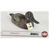 Image 1 : Wooden Duck Decoy (Consignor Tag - Blue Bill Working Decoy Glass Eyes c. 1940's) (Measures : 5-1/2"H