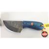 Image 2 : Damascus Mini Skinner : Blue Laminate & Mosaic Pin w/Leather Sheath (Total Length of Knife : 5"L)