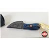 Image 4 : Damascus Mini Skinner : Blue Laminate & Mosaic Pin w/Leather Sheath (Total Length of Knife : 5"L)