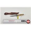 Image 1 : Knife w/Leather Sheath (Consignor Tag - Frost's Sweden Laminated Steel) (Total Length of Knife : 8"L