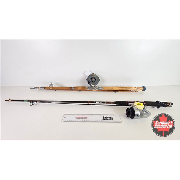 Fishing Rod & Reels (2) : - Vintage Daiwa Spinning Reel w/7ft Rod - Vintage Daiwa 175 Reel w/Columbi