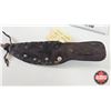 Image 6 : Knife w/Leather Sheath (Consignor Tag - Vintage Hand Forged Trapper's Knife, Antler Handle) (Total L