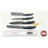 Image 10 : Knife Set (4)  (Consignor Tag - Damascus Knife Set : Green & Black Laminate w/Mosaic Pins) (Longest 