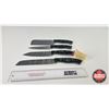 Image 1 : Knife Set (4)  (Consignor Tag - Damascus Knife Set : Green & Black Laminate w/Mosaic Pins) (Longest 