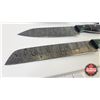 Image 2 : Knife Set (4)  (Consignor Tag - Damascus Knife Set : Green & Black Laminate w/Mosaic Pins) (Longest 