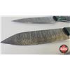 Image 4 : Knife Set (4)  (Consignor Tag - Damascus Knife Set : Green & Black Laminate w/Mosaic Pins) (Longest 