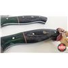 Image 5 : Knife Set (4)  (Consignor Tag - Damascus Knife Set : Green & Black Laminate w/Mosaic Pins) (Longest 