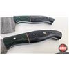 Image 7 : Knife Set (4)  (Consignor Tag - Damascus Knife Set : Green & Black Laminate w/Mosaic Pins) (Longest 