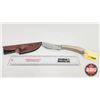 Image 1 : Knife w/Leather Sheath (Consignor Tag - Stainless Skinner Laminate Wood) (Total Length of Knife : 9"