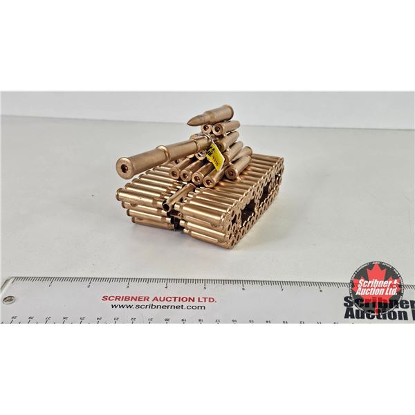 Metal Sculpture Art : Tank (Made From Shell Casings) (Measures : 4"H x 3-3/4"W x 8"D)