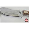 Image 2 : Knife w/Leather Sheath (Consignor Tag - Stainless Skinner Wood Grain Laminate) (Total Length of Knif