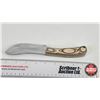Image 8 : Knife w/Leather Sheath (Consignor Tag - Stainless Skinner Wood Grain Laminate) (Total Length of Knif
